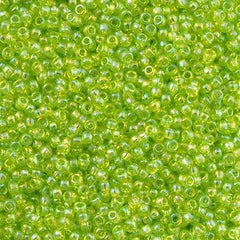 Toho Round Seed Bead 15/0 Transparent Lime AB 2.5-inch Tube (164)