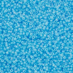 Miyuki Round Seed Bead 15/0 Transparent Matte Light Blue AB 2-inch Tube (148FR)