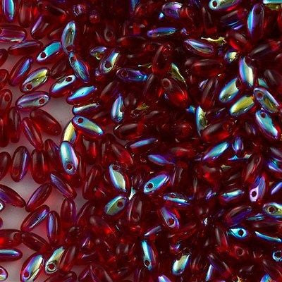 Czech Rizo 2.5x6mm Beads Siam AB 15g RZ-90090AB