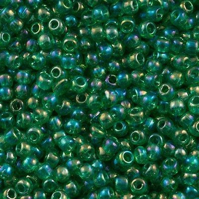 Toho Round Seed Beads 6/0 Transparent Medium Lime AB 2.5-inch tube (164B)