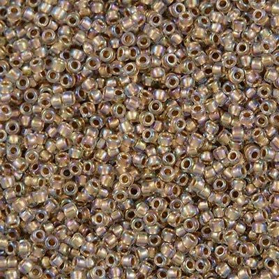 Toho Round Seed Bead 15/0 Inside Color Lined Tan AB 2.5-inch Tube (994)