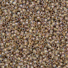 Toho Round Seed Bead 15/0 Inside Color Lined Tan AB 2.5-inch Tube (994)