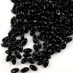 Miyuki Long Magatama Seed Bead Opaque Black 8g Tube (401)