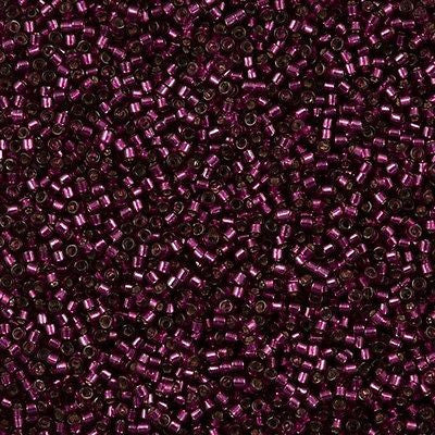 Miyuki Delica Seed Bead 11/0 Silver Lined Dyed Dark Rose 2-inch Tube DB1342