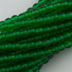 100 Czech 6mm Pressed Glass Round Beads Matte Green Emerald (50140M)