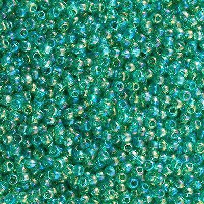 50g Toho Round Seed Bead 11/0 Transparent Medium Lime AB (164B)