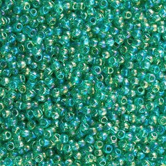 Toho Round Seed Bead 11/0 Transparent Medium Lime AB 19g Tube (164B)