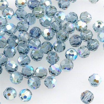 12 TRUE CRYSTAL 4mm Faceted Round Bead Indian Sapphire AB (217 AB)