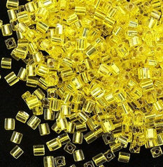 Miyuki 4mm Square Seed Bead Silver Lined Yellow 19g Tube (6)