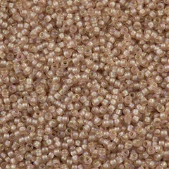 Toho Round Seed Bead 11/0 Matte Silver Line Champagne AB 2.5-inch Tube (2031F)