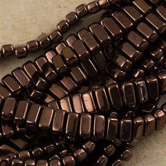 50 CzechMates 3x6mm Two Hole Brick Beads Dark Bronze (14415)