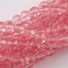 50 Czech Fire Polished 6mm Round Bead Pink (70210)
