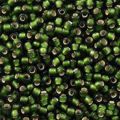 50g toho Round Seed Bead 8/0 Transparent Matte Silver Lined Moss (37F)