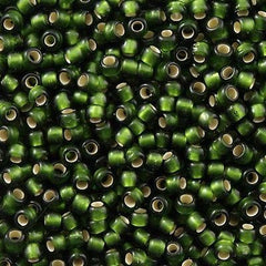 Toho Round Seed Bead 8/0 Transparent Matte Silver Lined Moss 5.5-inch tube (37F)