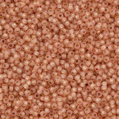 50g Toho Round Seed Beads 11/0 PermaFinish Silver Line Milky Peach (2111PF)