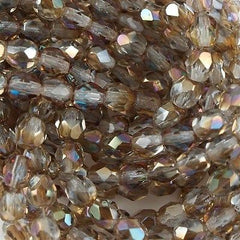 100 Czech Fire Polished 4mm Round Bead Light Sapphire Celsian (30020Z)