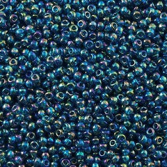 Toho Round Seed Bead 8/0 Transparent Teal AB 2.5-inch tube (167BD)