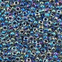 Miyuki Round Seed Bead 8/0 Inside Color Lined Noir AB 22g Tube (283)