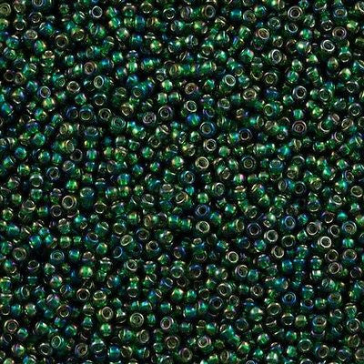 Toho Round Seed Bead 11/0 Silver Lined Emerald Green AB 2.5-inch Tube (2036)