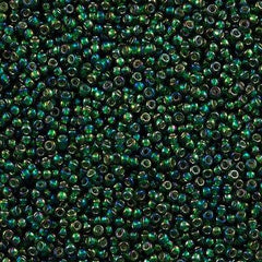 Toho Round Seed Bead 11/0 Silver Lined Emerald Green AB 2.5-inch Tube (2036)