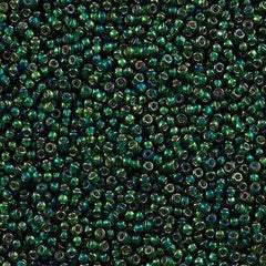50g Toho Round Seed Beads 11/0 Silver Lined Emerald Green AB (2036)