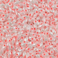 Miyuki Long Magatama Seed Bead White Lined Pink 15g (427)