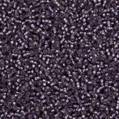 Miyuki Round Seed Bead 15/0 Matte Silver Lined Lavender 2-inch Tube (24F)