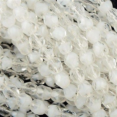 100 Czech Fire Polished 3mm Round Bead Crystal White (06008)