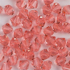 24 TRUE CRYSTAL 6mm Bicone Bead Rose Peach (262)