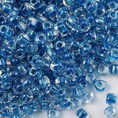 Miyuki Triangle Seed Bead 8/0 Dark Turquoise Lined Crystal 10g TR1115
