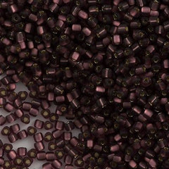 Miyuki Triangle Seed Bead 8/0 Matte Silver Lined Dk Smoky Amethyst 15g (2432F)