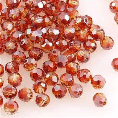 12 TRUE CRYSTAL 4mm Faceted Round Bead Crystal Red Magma (001 REDM)