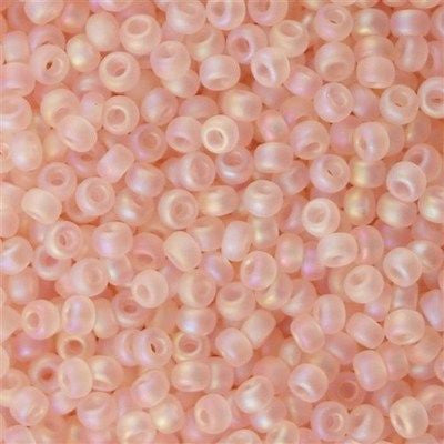 Miyuki Round Seed Bead 8/0 Transparent Matte Pale Pink AB 22g Tube (155FR)