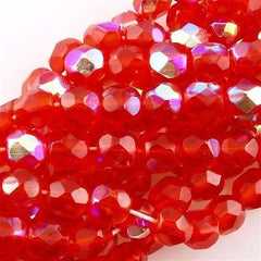 100 Czech Fire Polished 4mm Round Bead Hyacinth AB (90040X)