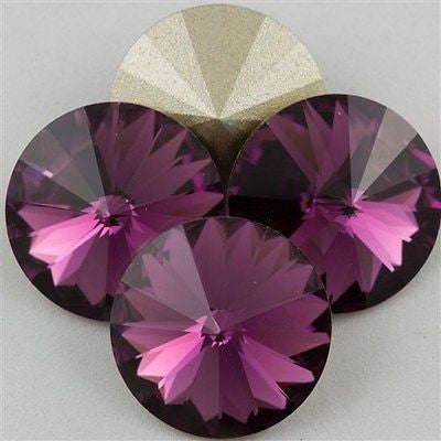 Four TRUE CRYSTAL 14mm Rivoli Amethyst (204)