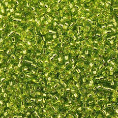 50g Miyuki Round Seed Bead 11/0 Silver Lined Chartreuse (14)