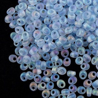 Miyuki 4mm Magatama Seed Bead Transparent Matte Light Sapphire AB 23g Tube (2135F)
