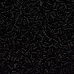 Miyuki 3mm Bugle Bead Opaque Matte Black 5-inch Tube (401F)