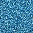Toho Round Seed Bead 11/0 Matte Silver Lined Dark Aquamarine 2.5-inch Tube (23BF)