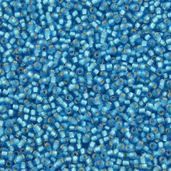 Toho Round Seed Bead 11/0 Matte Silver Lined Dark Aquamarine 2.5-inch Tube (23BF)