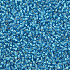 50g Toho Round Seed Beads 11/0 Matte Silver Lined Dark Aquamarine (23BF)