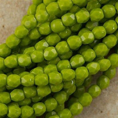 100 Czech Fire Polished 3mm Round Bead Opaque Olive (53420)