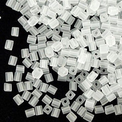 Miyuki 4mm Cube Seed Bead Transparent Matte Crystal 19g Tube (131F)
