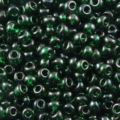Czech Seed Bead 6/0 Transparent Dark Green 1/2 Hank 6-50150