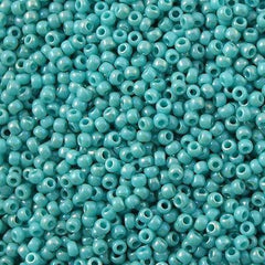 Toho Round Seed Bead 11/0 Opaque Turquoise AB 2.5-inch Tube (413)