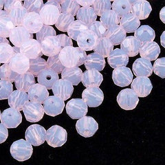 12 TRUE CRYSTAL 4mm Faceted Round Bead Rose Water Opal (395)