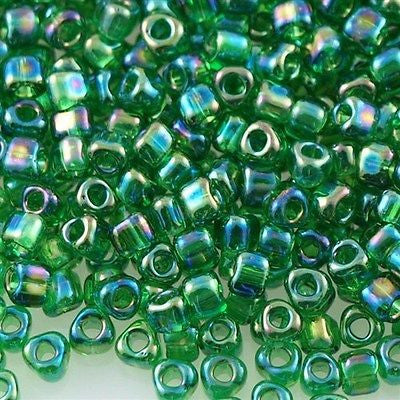 Miyuki Triangle Seed Bead 8/0 Transparent Green AB 23g Tube (1154)
