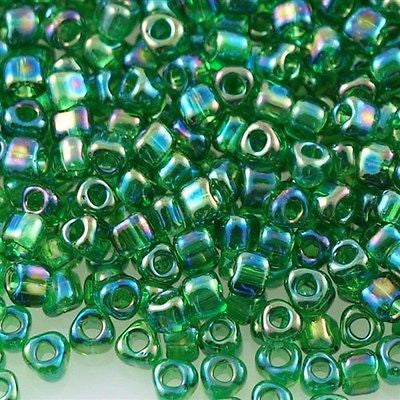 Miyuki Triangle Seed Bead 8/0 Transparent Green AB 23g Tube (1154)