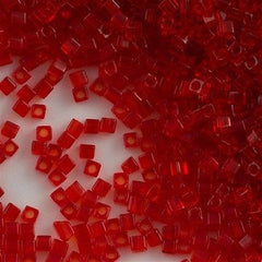 Miyuki 1.8mm Cube Seed Bead Transparent Ruby Red 8g Tube (140)