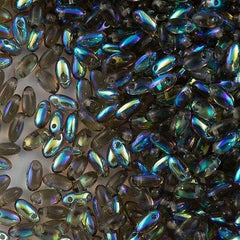 Czech Rizo 2.5x6mm Beads Black Diamond AB 15g RZ-40010AB